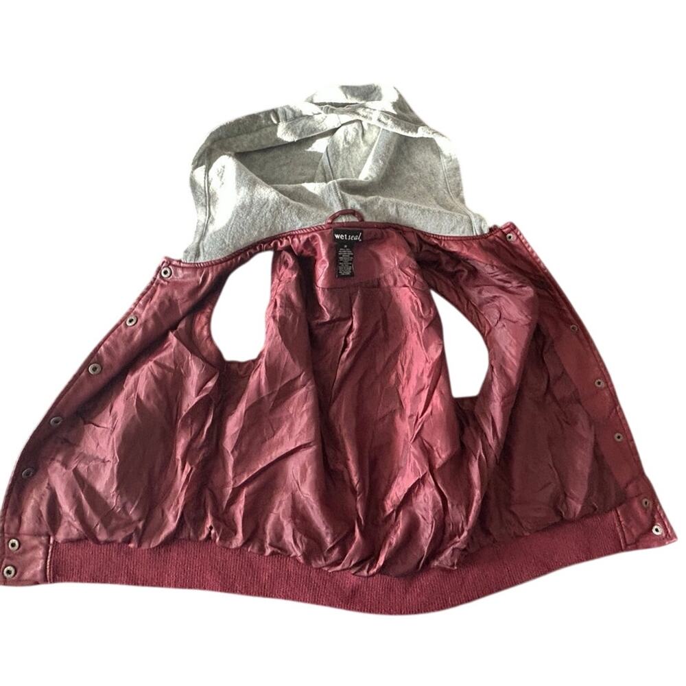 Womens Wet Seal Hooded Sweater Burgundy & Gray Color Size M Sleeveless - Picture 4 of 7